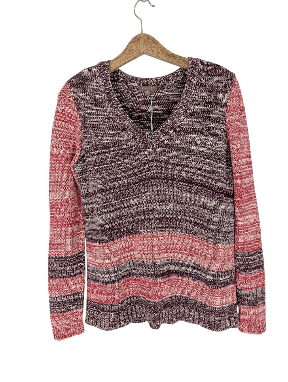 Lilla P V-Neck Pullover Sweater Cotton Cashmere Knit Blend Large NWT